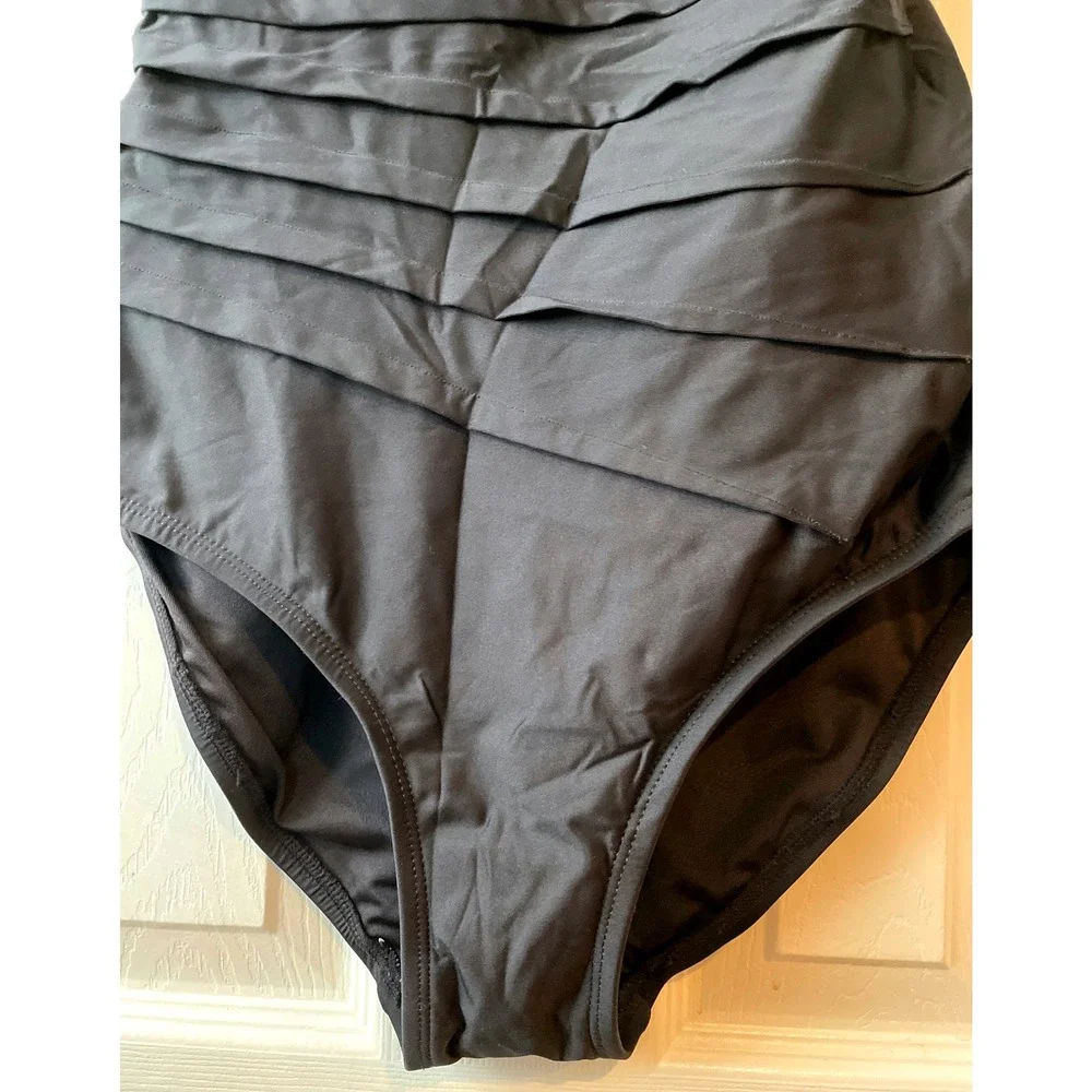 DKNY Black‎ Ruched One Piece Swimsuit Women's Size M - Picture 7 of 16